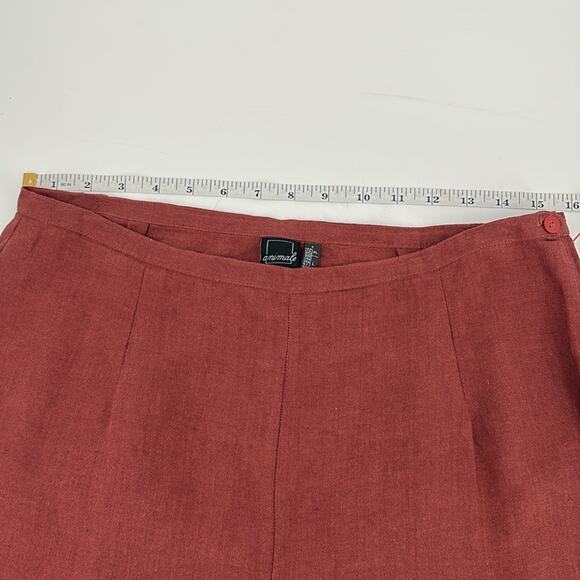 Animale Women’s Rust Linen Cropped Wide Leg Flat Front Pants Size Large - Picture 10 of 13